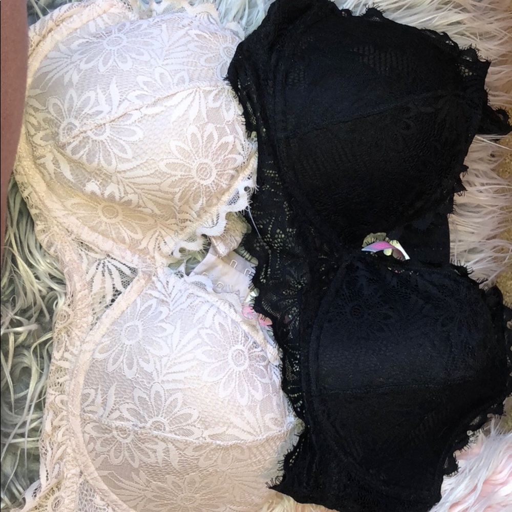 BUNDLE: PINK 2 Lace Bralette lightly lined.